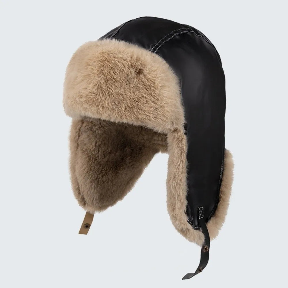 PU Lei Feng Bomber Hat – Waterproof Windproof Winter Cap Winter Bomber Hat SWANS