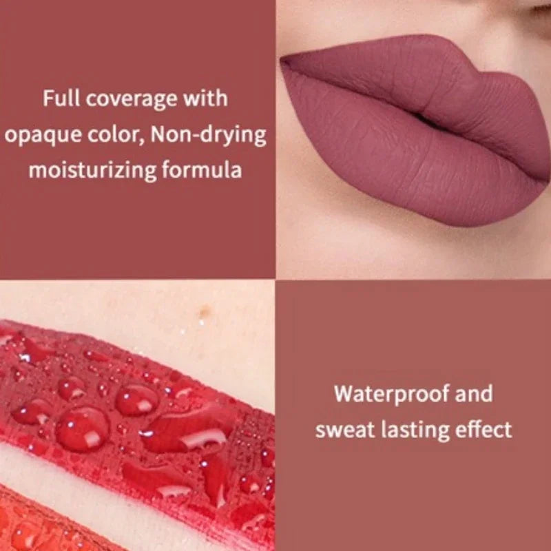 6-Piece Matte Velvet Lipstick Set – Waterproof Long-Lasting Nude Lipstick Set SWANS