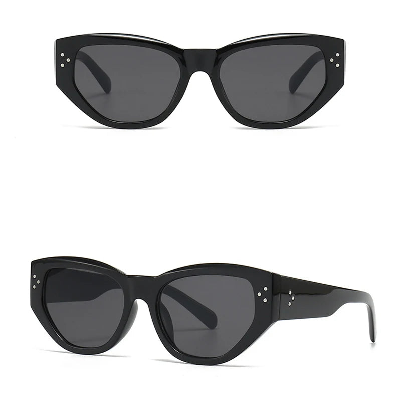 TOYEARN Cat Eye Rivet Sunglasses Women UV400 Big Frame Cat Eye Sunglasses SWANS