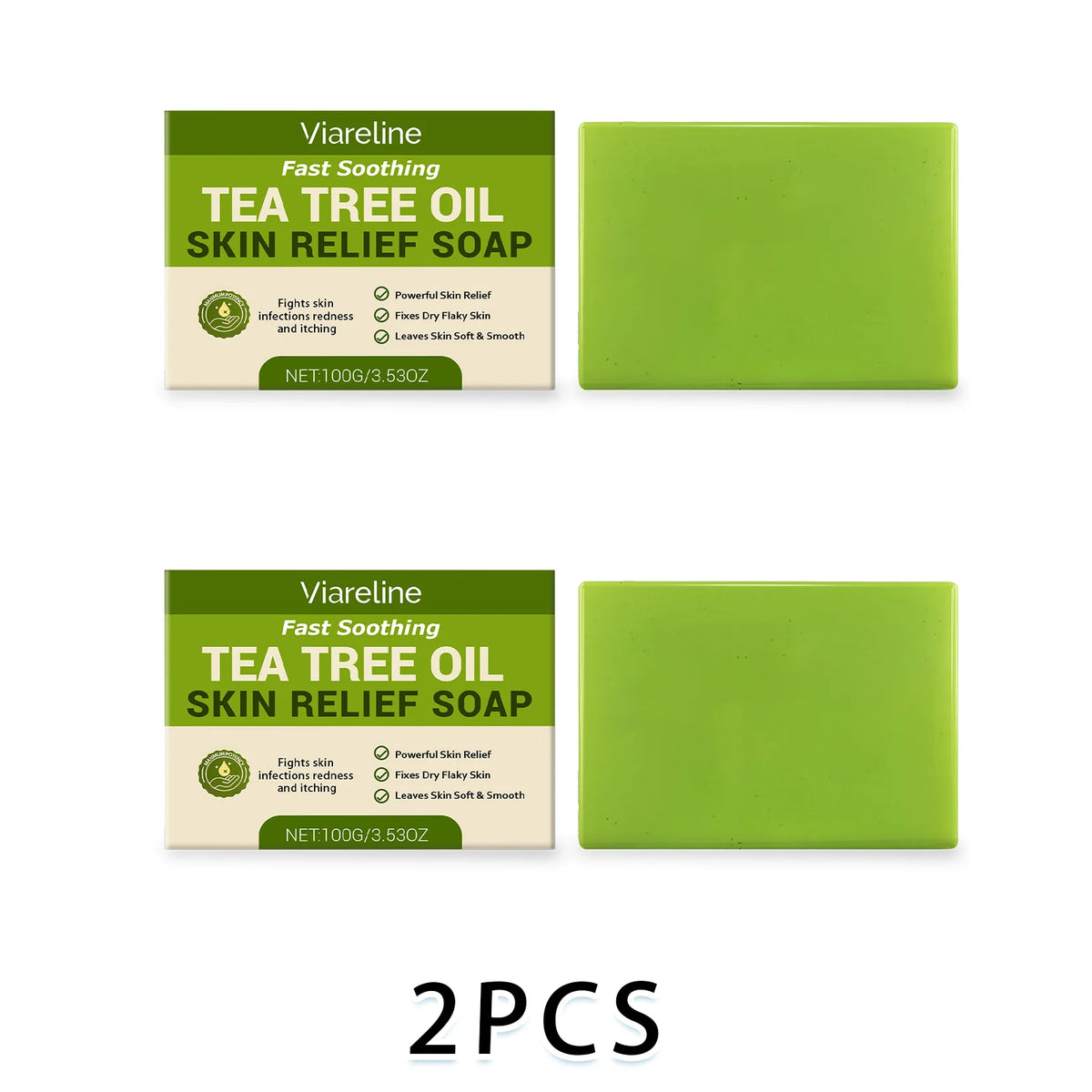 Tea Tree Oil Soap Bar – Deep Cleansing & Oil Control 100g Cleansing Soap Bar SWANS 2PCS 100g