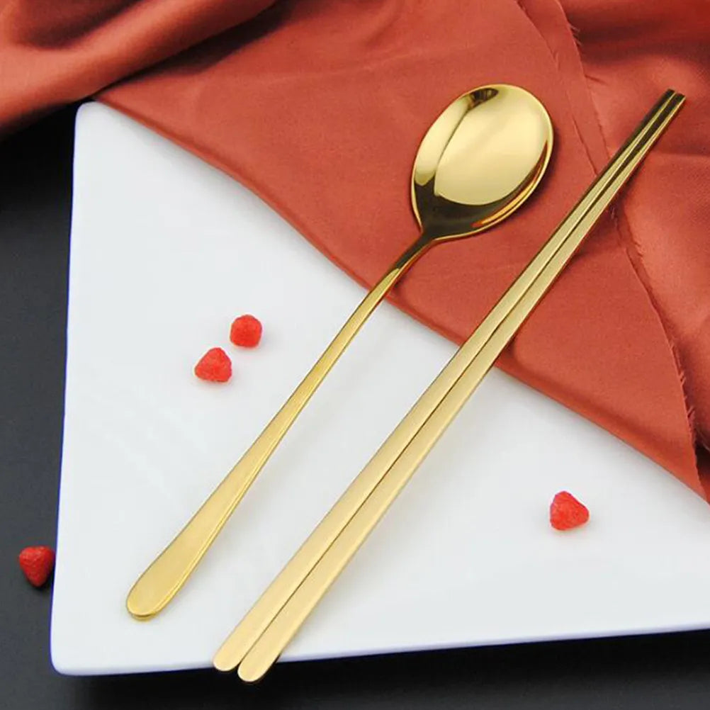 SWANS 4-Set Stainless Steel Chopstick & Spoon Flatware Set Flatware Cutlery Set SWANS