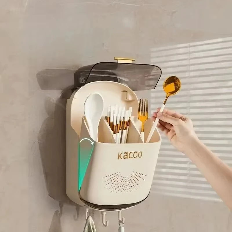Wall-Mounted Dish Drainer & Utensil Storage Holder Kitchen Storage Organizer SWANS