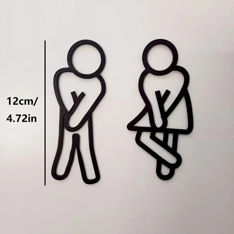 Funny Acrylic Restroom Signs Men & Women – 2-Pack Door Decor Restroom Door Signs SWANS Black