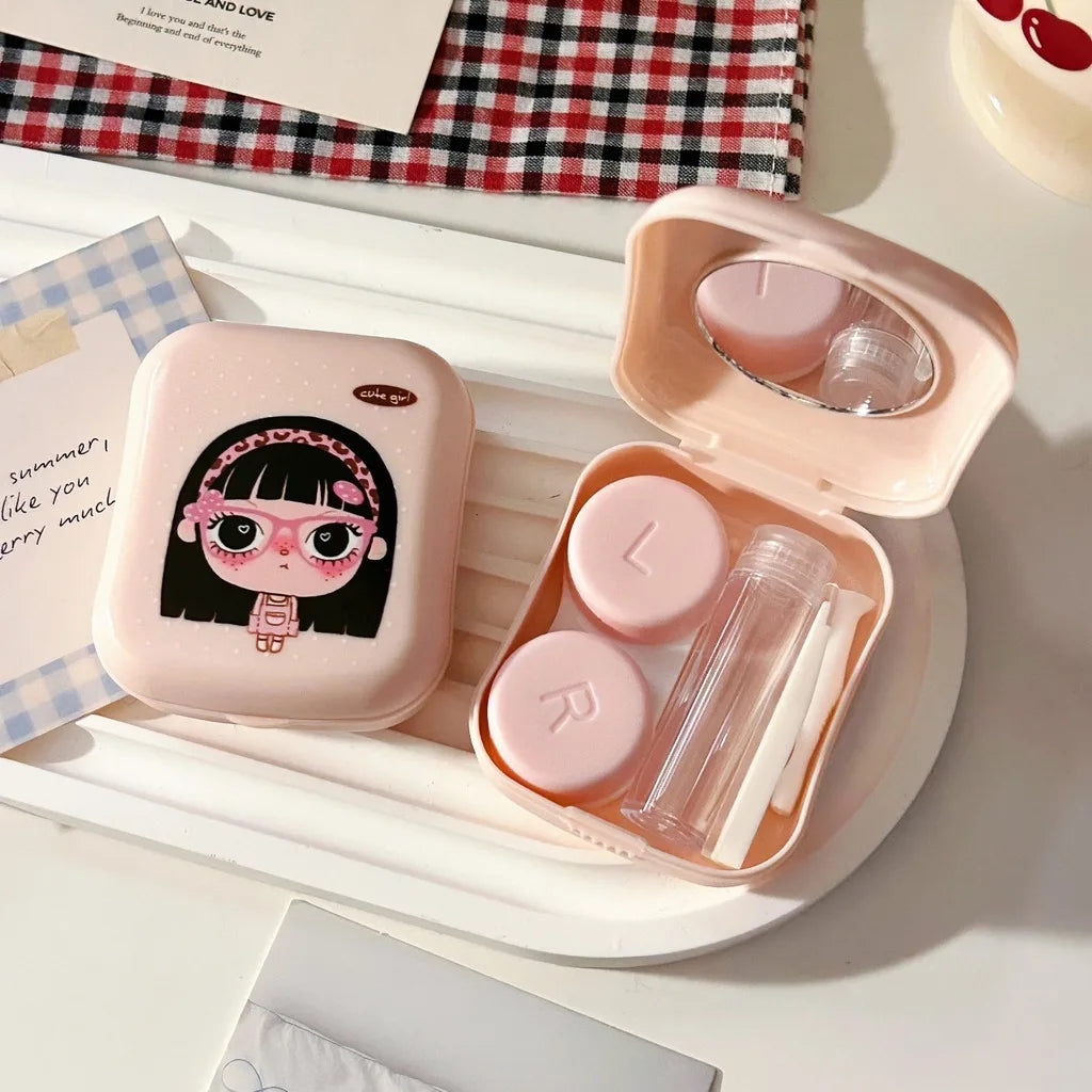 Portable Contact Lens Case Kit with Mirror & Accessories Contact Lens Case SWANS Orange