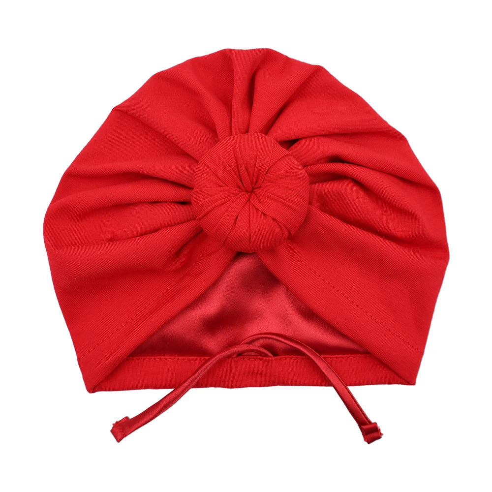 Satin Lined Baby Turban Hat – Infant Toddler Beanie Unisex Baby Turban Hat SWANS Cott Red M (6-18Month)