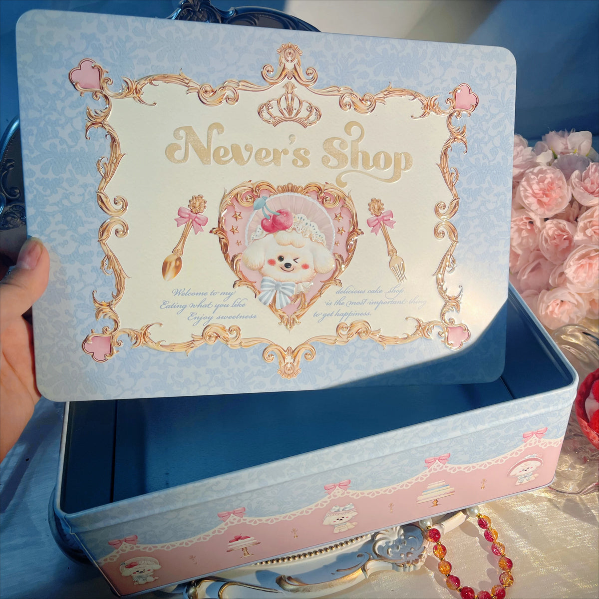 Flower Knows Limited Edition Blue Tin Makeup Cosmetics Box Makeup Storage Tin SWANS