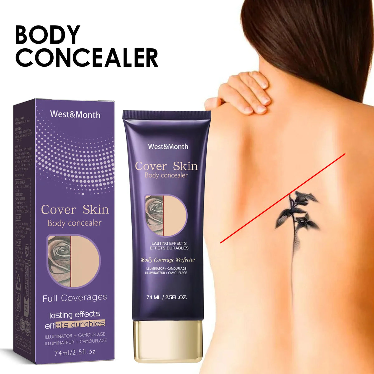 WEST MONTH Full Coverage Concealer – Waterproof Makeup Base 74ml Full Coverage Concealer SWANS