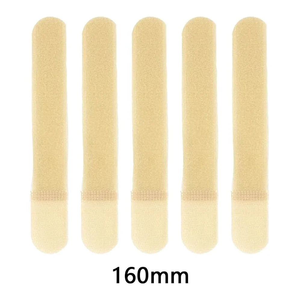 5-Pack Nylon Hook & Loop Straps 120/160mm – Reusable Ties Hook Loop Cable Straps SWANS Khaki-160mm