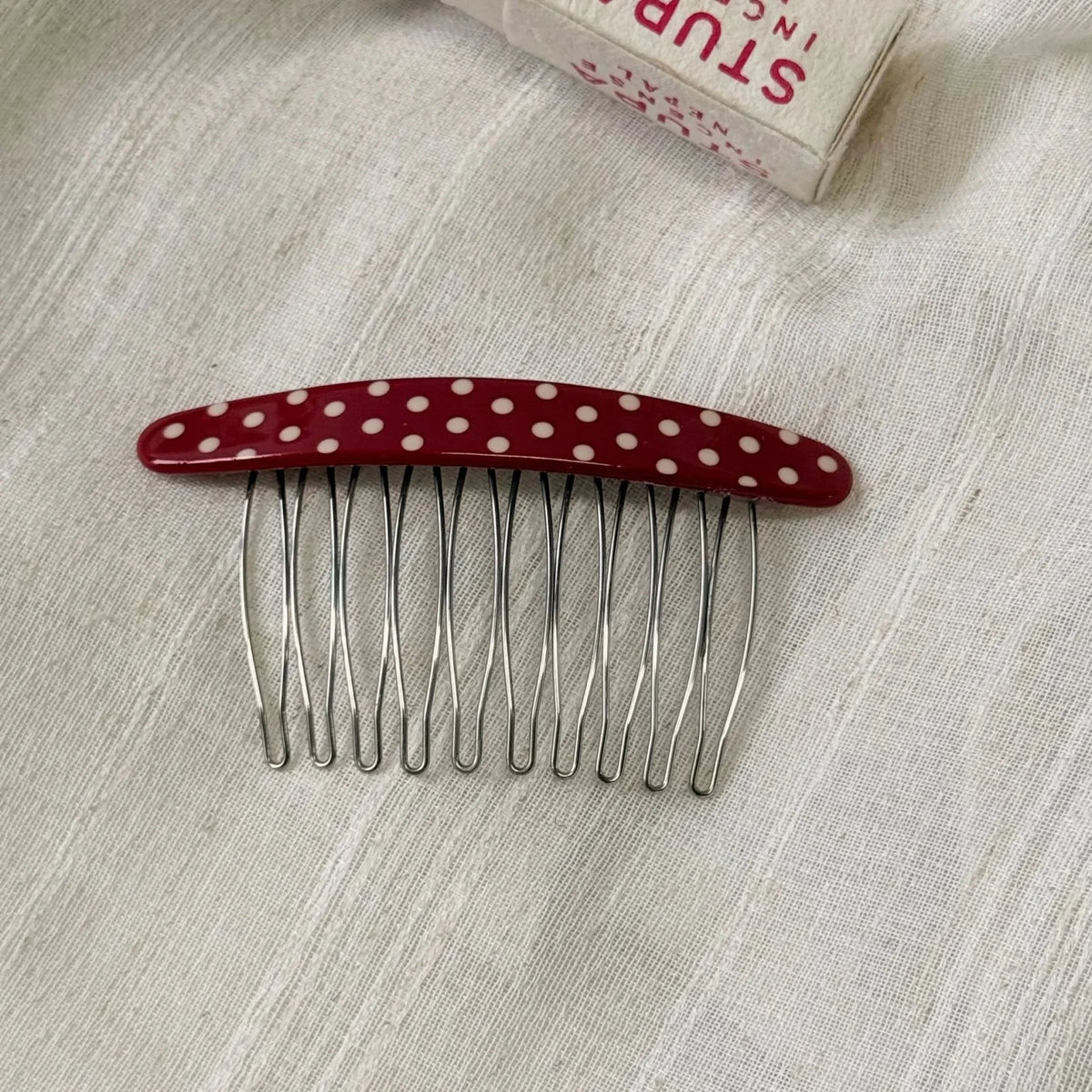 Vintage Polka Dot Hair Side Combs – Retro Women's Accessory Hair Side Combs SWANS red