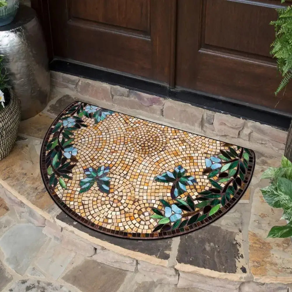 Semi-Circular Non-Slip Door Mat – Ethnic Style Entrance Rug Door Mat SWANS