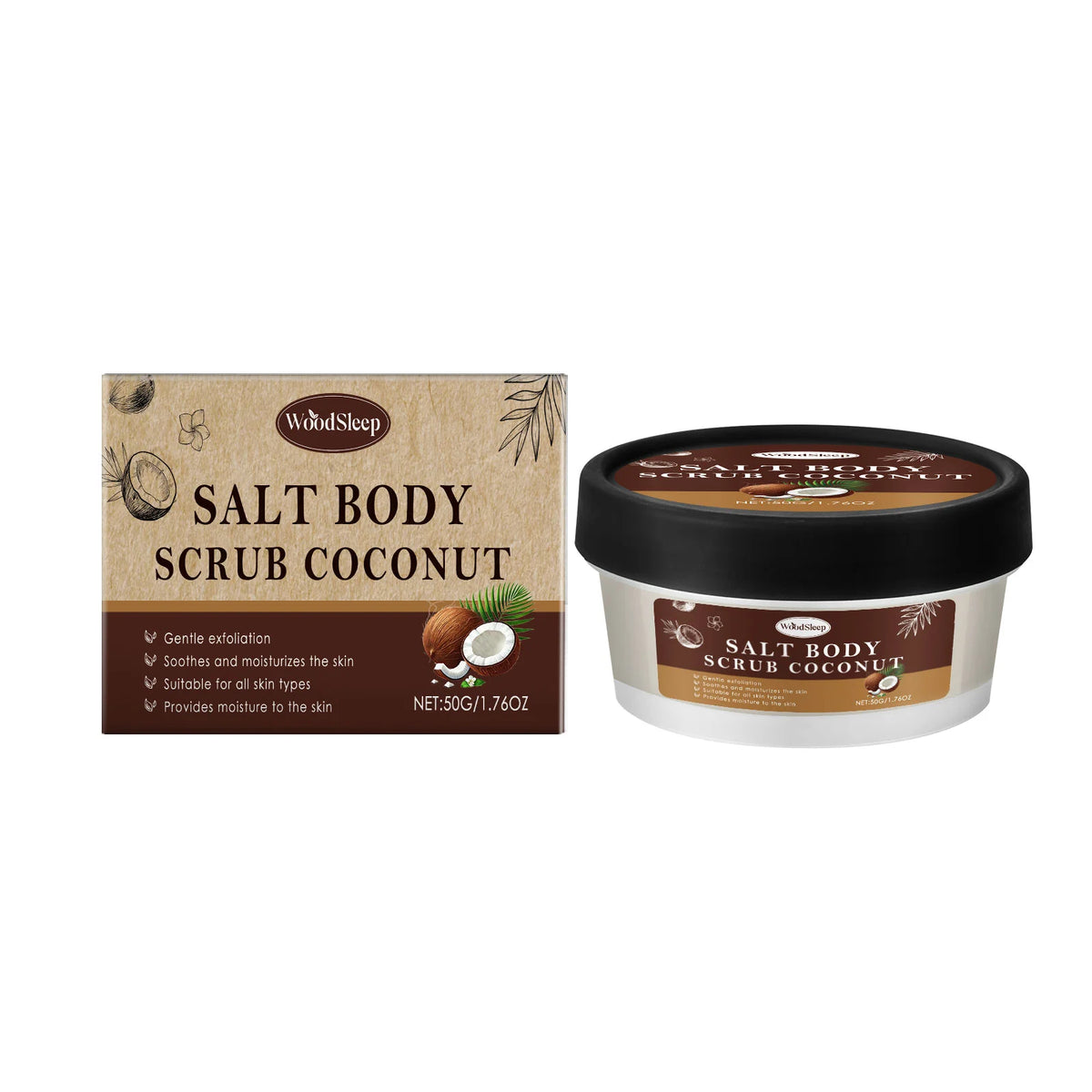 WOODSLEEP Coconut Body Scrub – Exfoliate, Brighten & Smooth Body Scrub SWANS 50g boxed