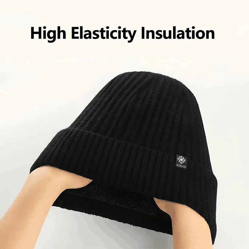 Men's Winter Knitted Hat – Faux Fur Lined Peaked Earmuff Cap Winter Knitted Hat SWANS