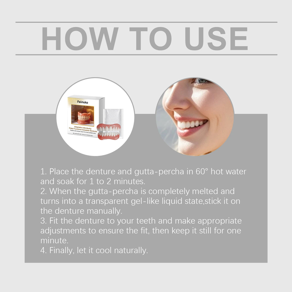FEIMUKO Denture Modification Kit – Secure Fit & Natural Look Denture Care Kit SWANS