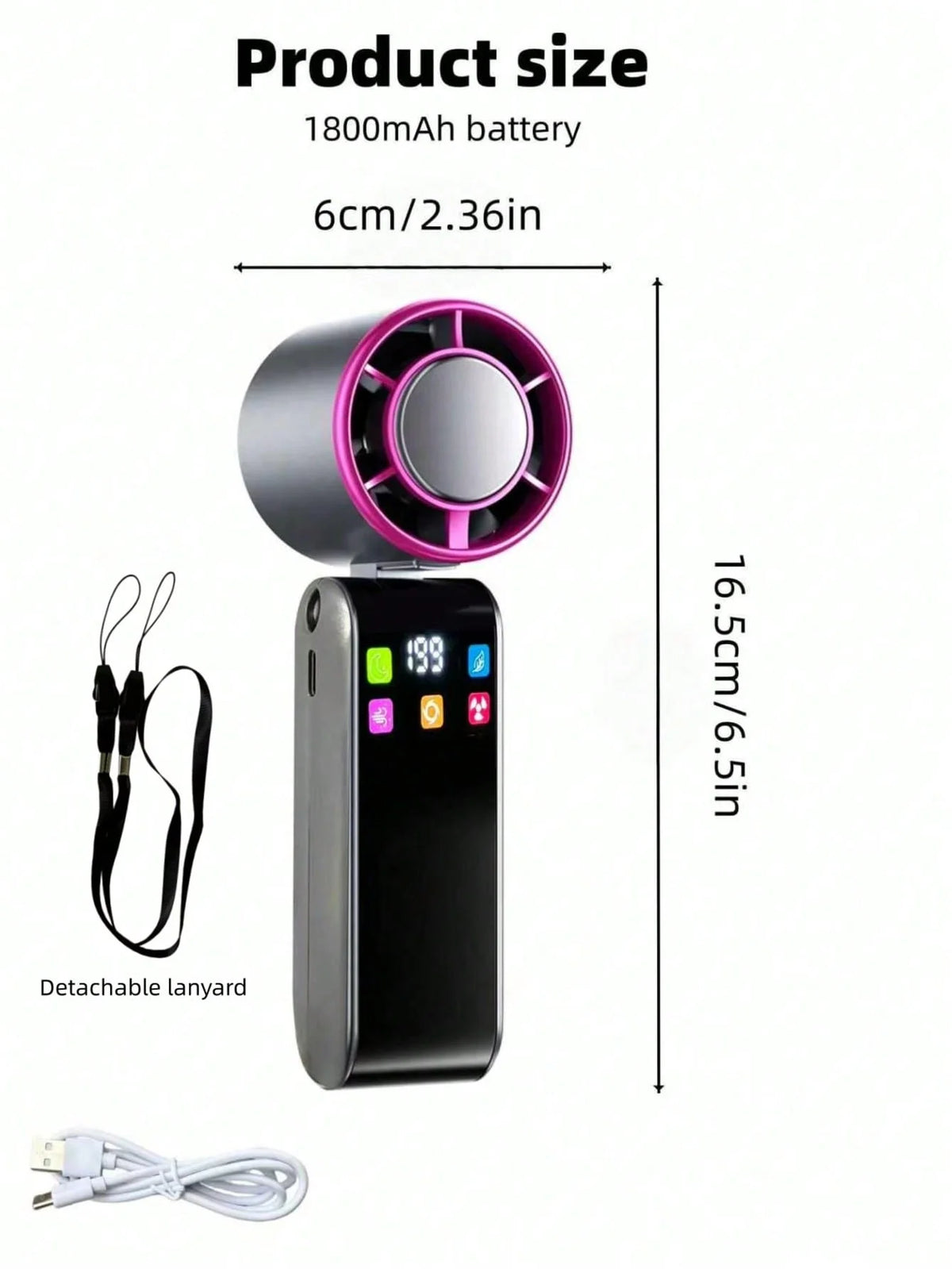 SWANS Ice-Cooling Handheld Mini Fan – 199 Speeds Type-C Handheld Cooling Fan SWANS Dark Grey 1800Mah USB Type-C