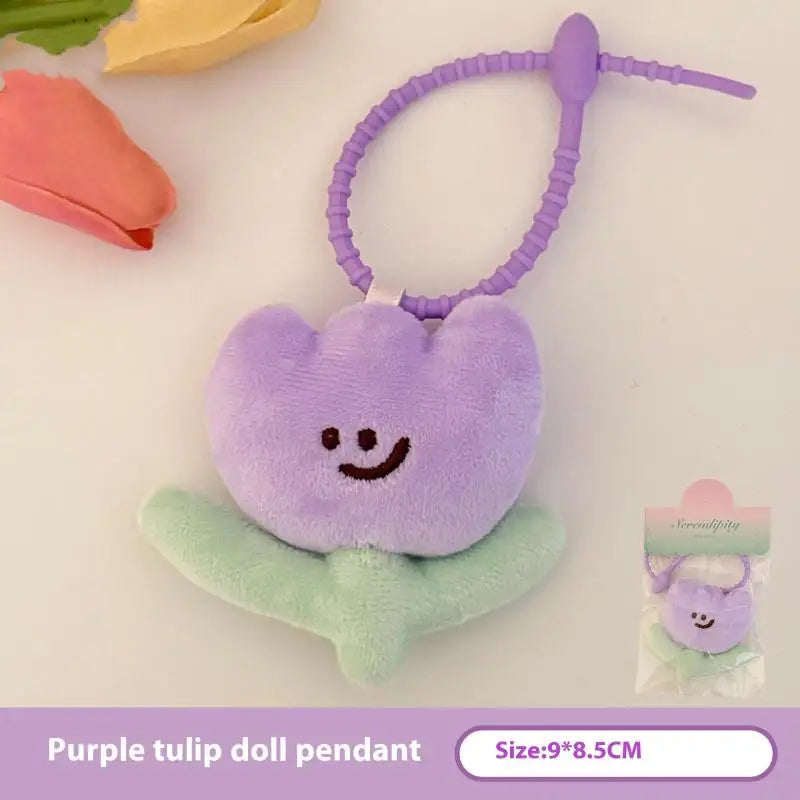 Tulip Plush Keyring – Cute Floral Bag Charm Keychain Gift Plush Keychain Charm SWANS Purple