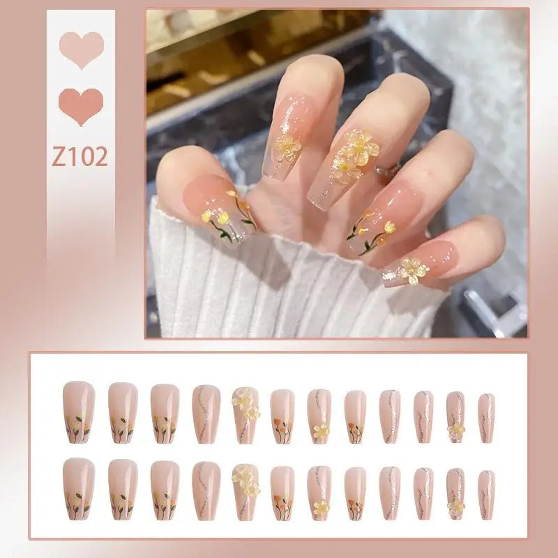 Press-On French Tip Acrylic Nails – 24pc Short Fake Nail Set