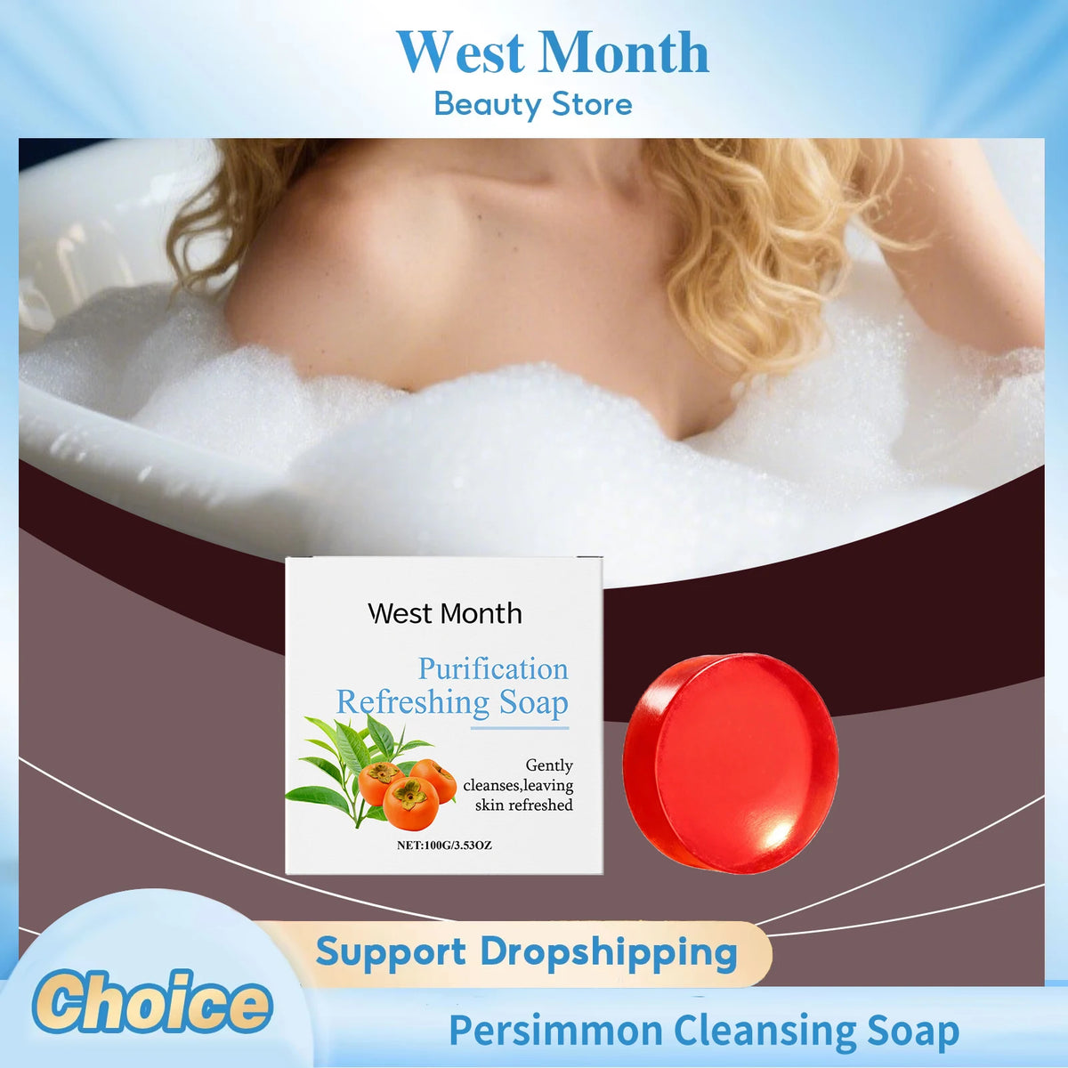 West&Month Persimmon Cleansing Soap – Brightening Body Bar Cleansing Bar Soap SWANS