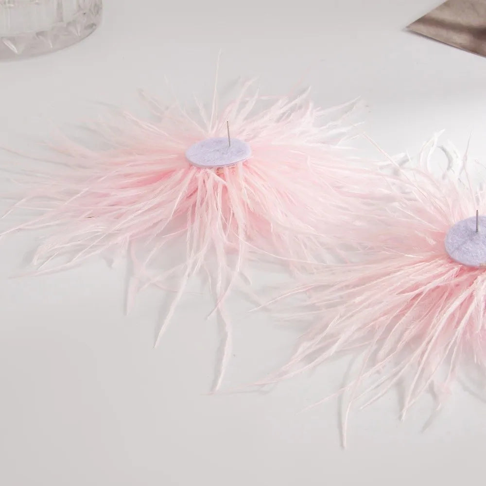 Multicolor Feather Dangle Earrings with Rhinestone Geometric Dangle Earrings SWANS