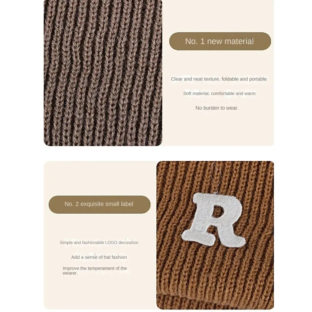 Letter Embroidery Fleece Knitted Beanie Hat – Women & Girls Knitted Beanie Hat SWANS