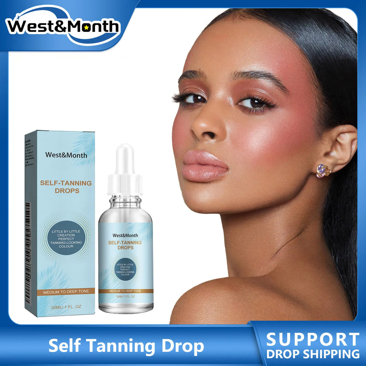 WEST MONTH Self Tanning Drops – Sunless Bronze Glow 30ml Self Tanning Drops SWANS