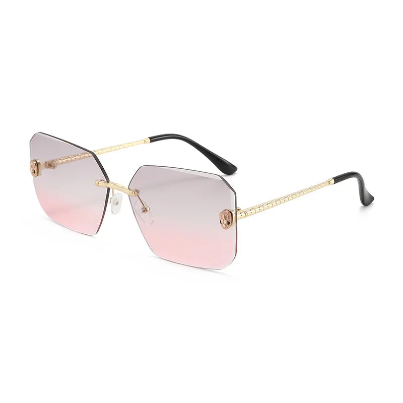 Y2K Snake Rimless Sunglasses – Steampunk UV400 Shades Fashion Sunglasses SWANS Gray Pink