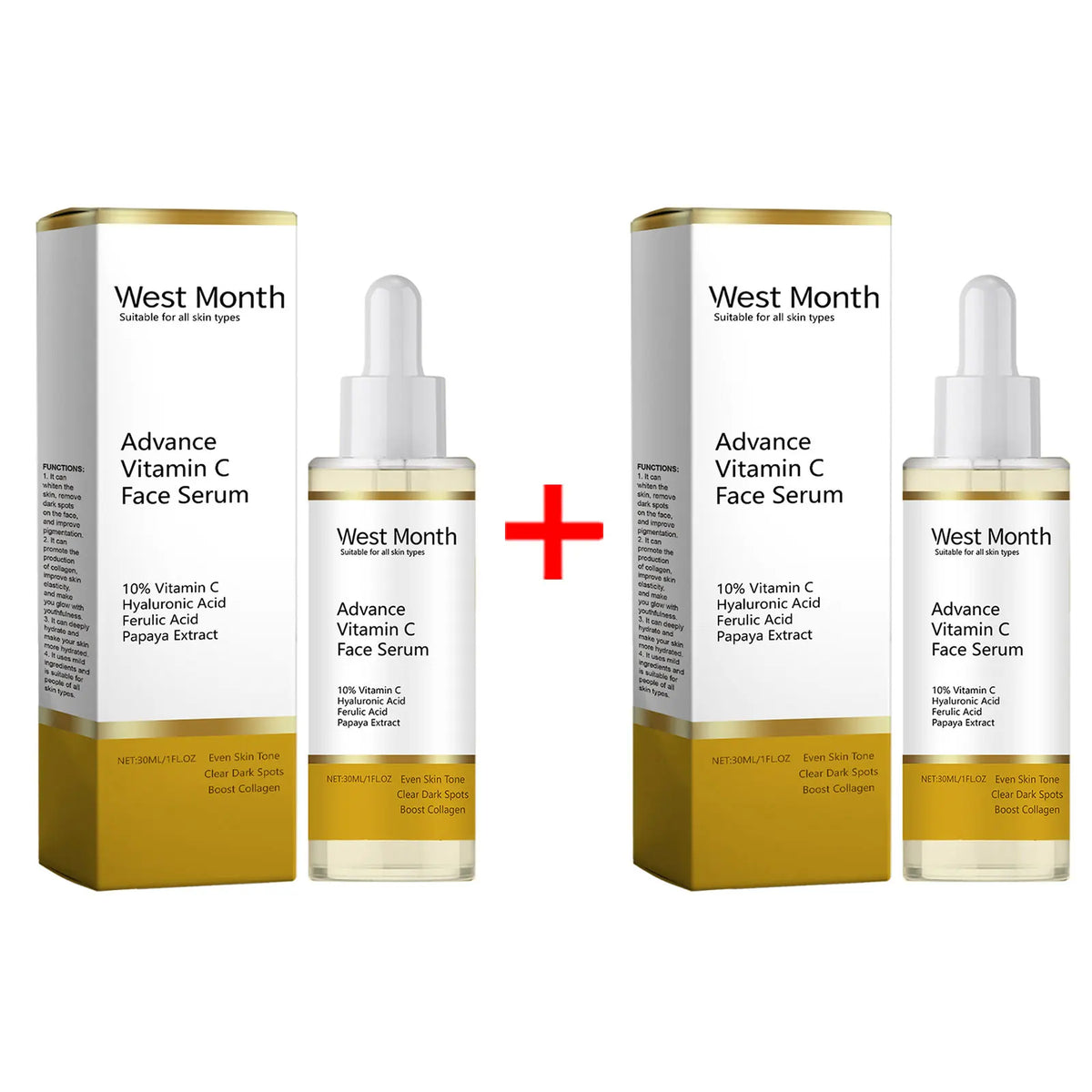 WEST MONTH Vitamin C Face Serum – Brighten & Even Skin Tone Vitamin C Face Serum SWANS 60ml boxed