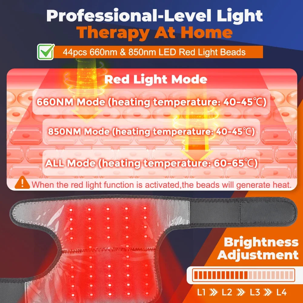 LED Red Light Therapy Heated Knee Wrap 660nm 850nm | Hailicare LED Therapy Knee Wrap SWANS