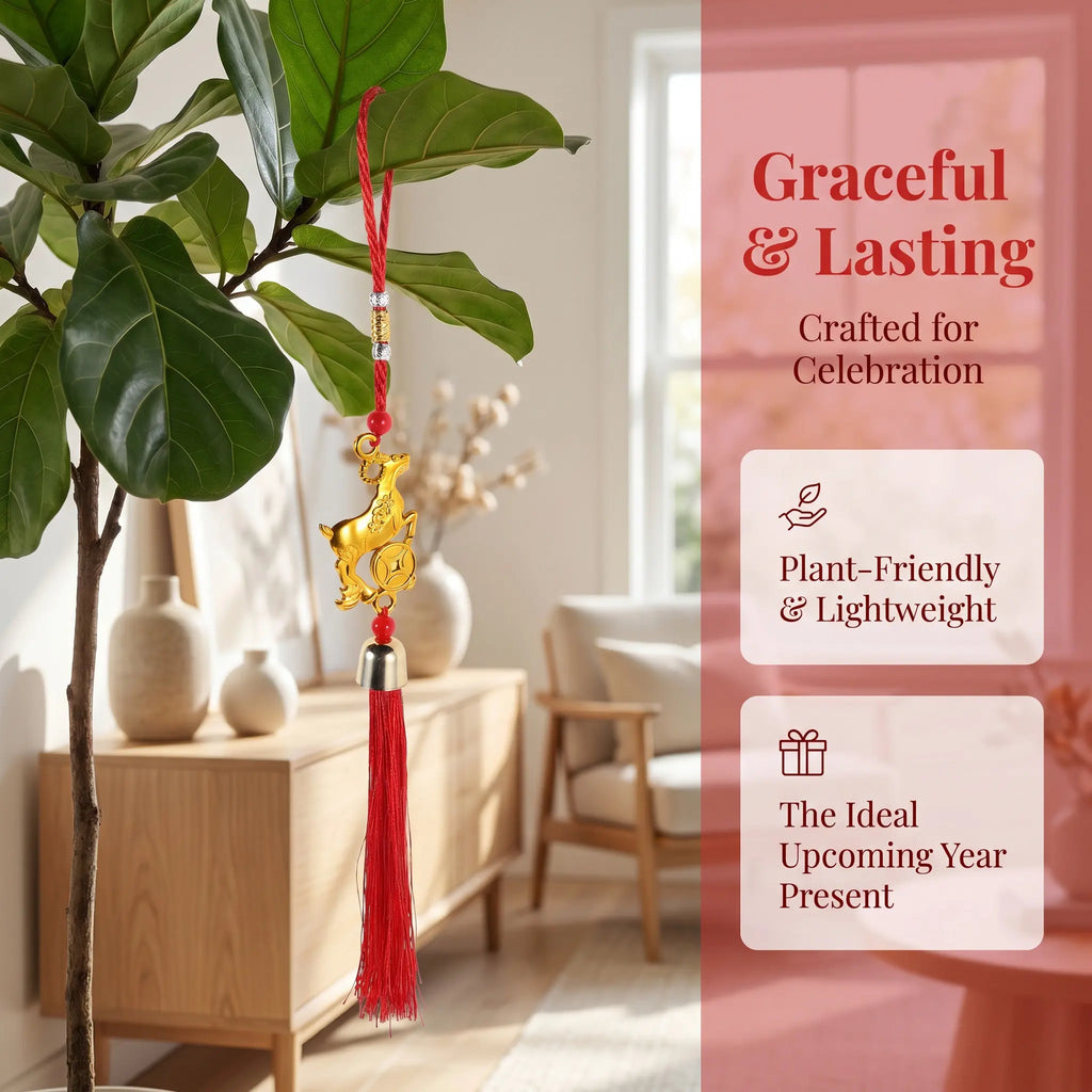 10-Pack Chinese Zodiac Goat Tassel Ornaments – Lunar New Year Holiday Hanging Ornaments SWANS