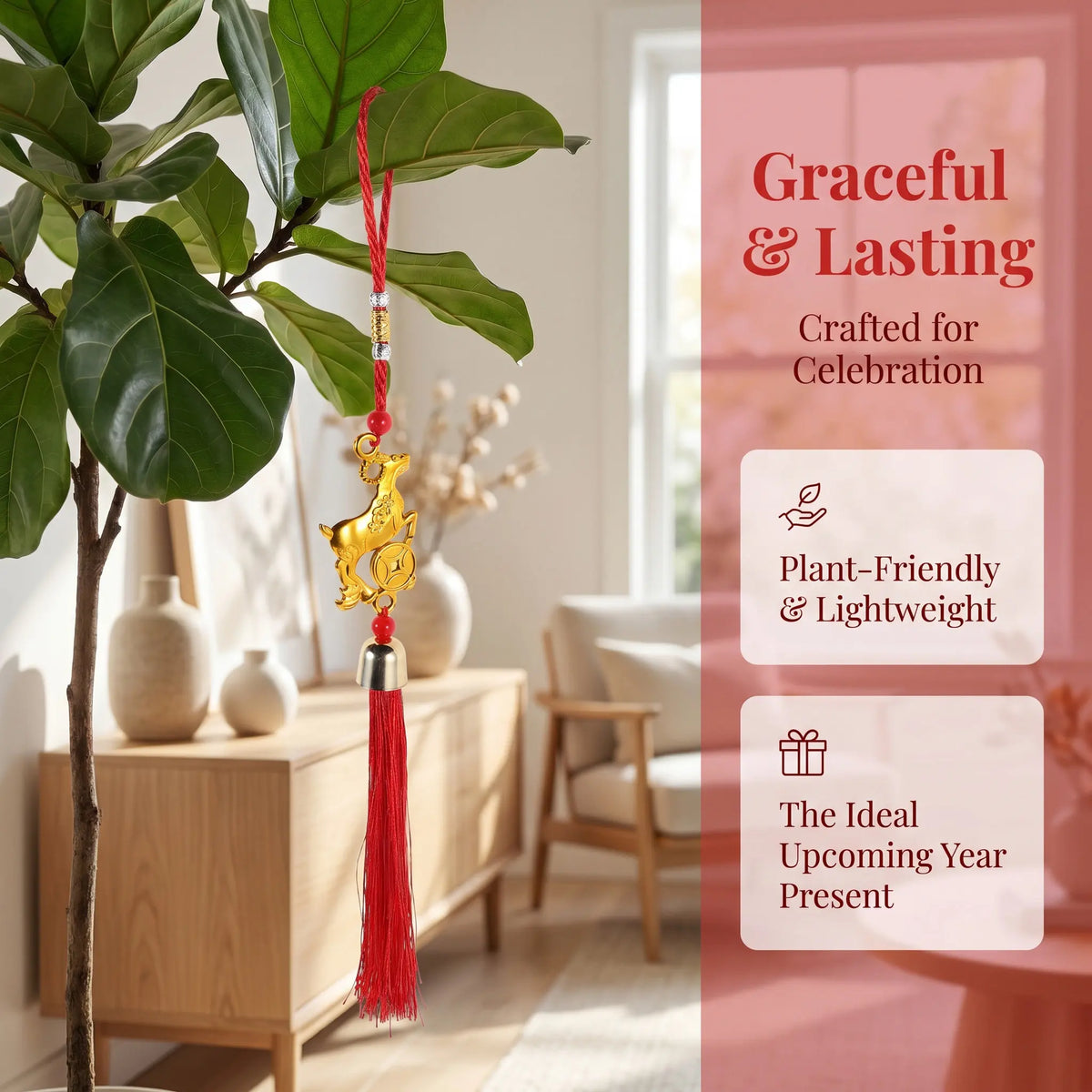 10-Pack Chinese Zodiac Goat Tassel Ornaments – Lunar New Year Holiday Hanging Ornaments SWANS