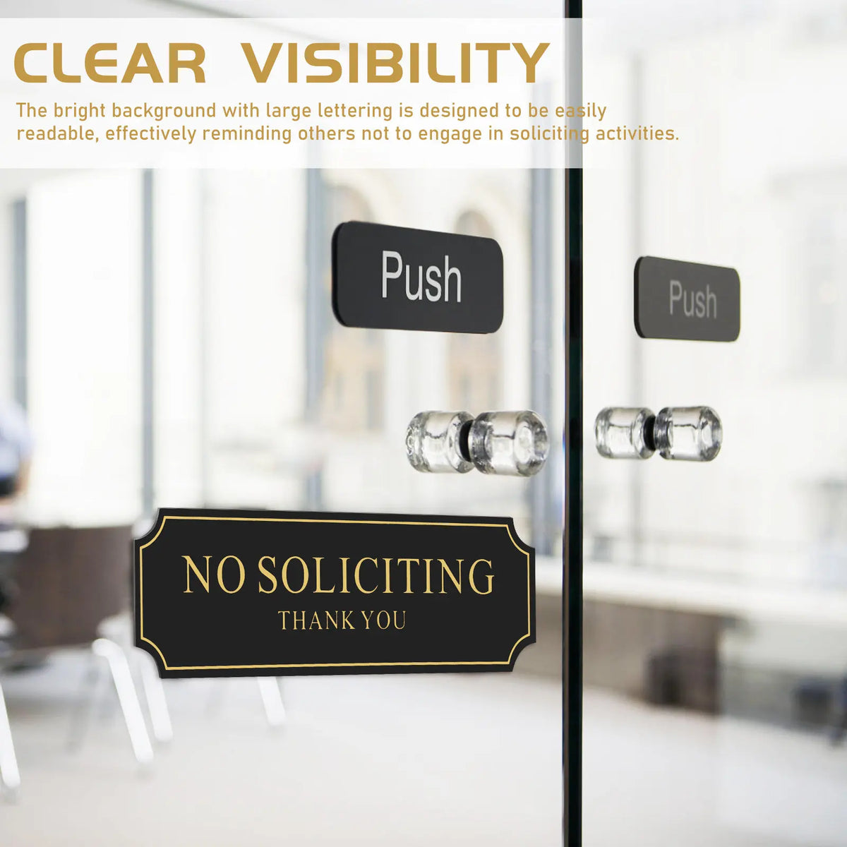Black Acrylic No Soliciting Sign – Waterproof Self-Adhesive Plaque Door Sign Plaque SWANS