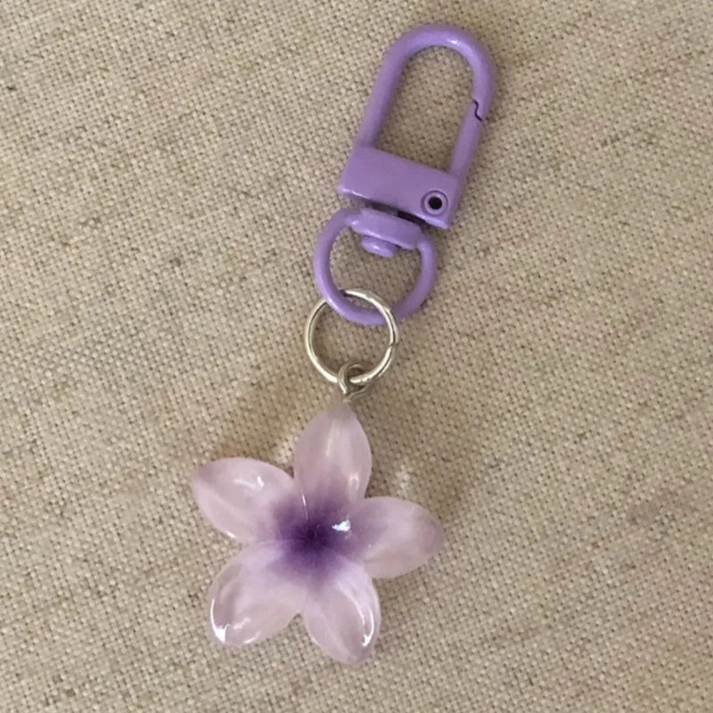 Transparent Floral Keychain – Cute Aesthetic Key Holder Charm Fashion Keychain SWANS Purple