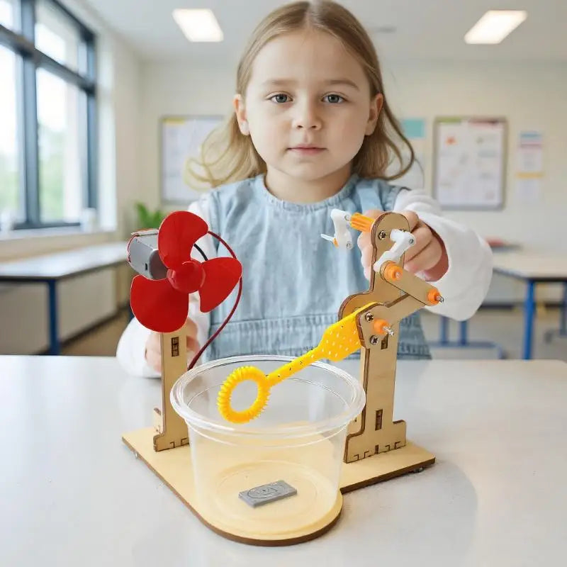 DIY Wooden Bubble Machine STEM Kit – Educational Toy Ages 6–12 DIY STEM Toy Kit SWANS