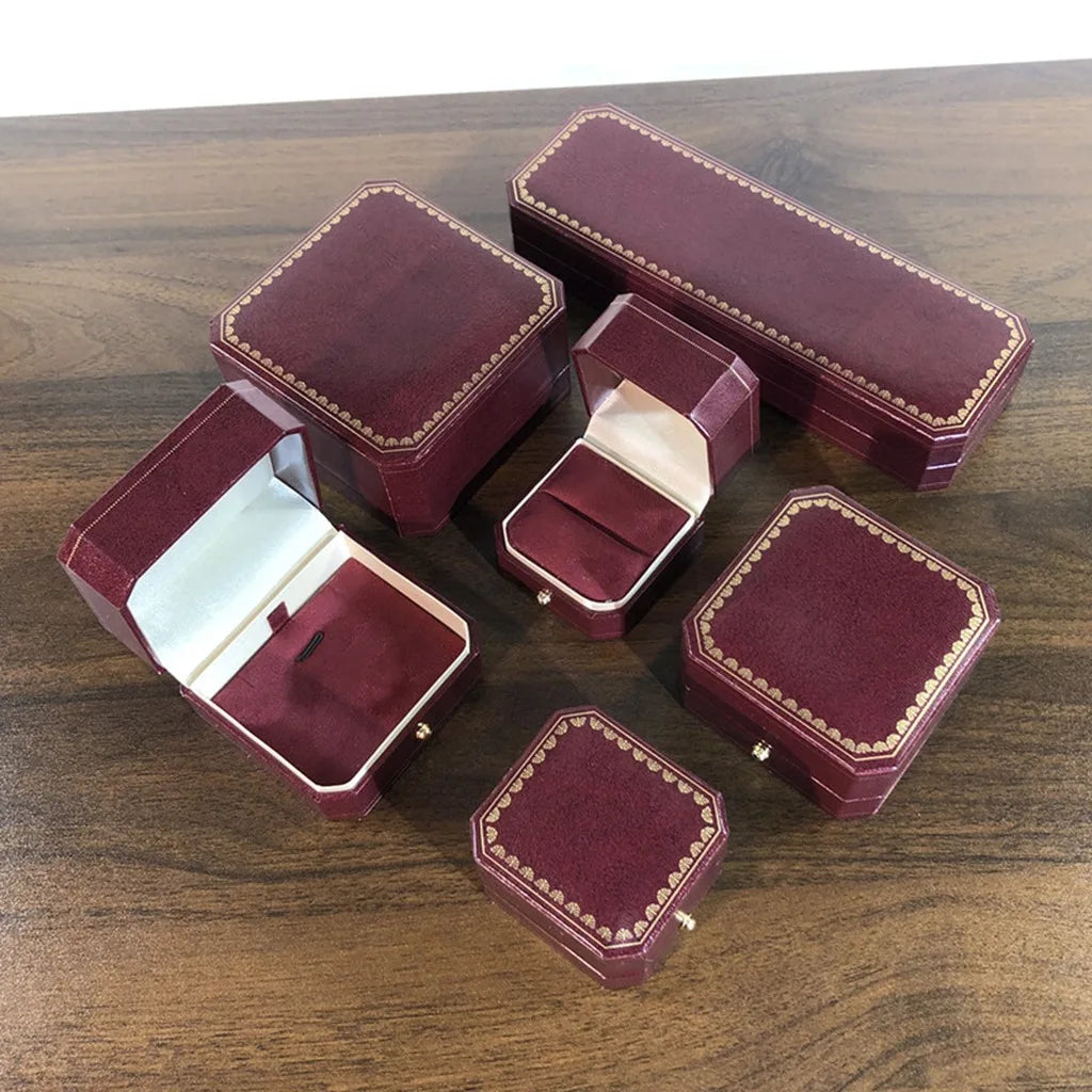 Octagonal Burgundy Jewelry Box – Necklace, Earring & Gift Box Jewelry Gift Box SWANS