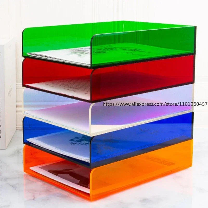 Stackable Acrylic Desk Letter Tray A4/A5 Document Organizer Desktop Document Tray SWANS