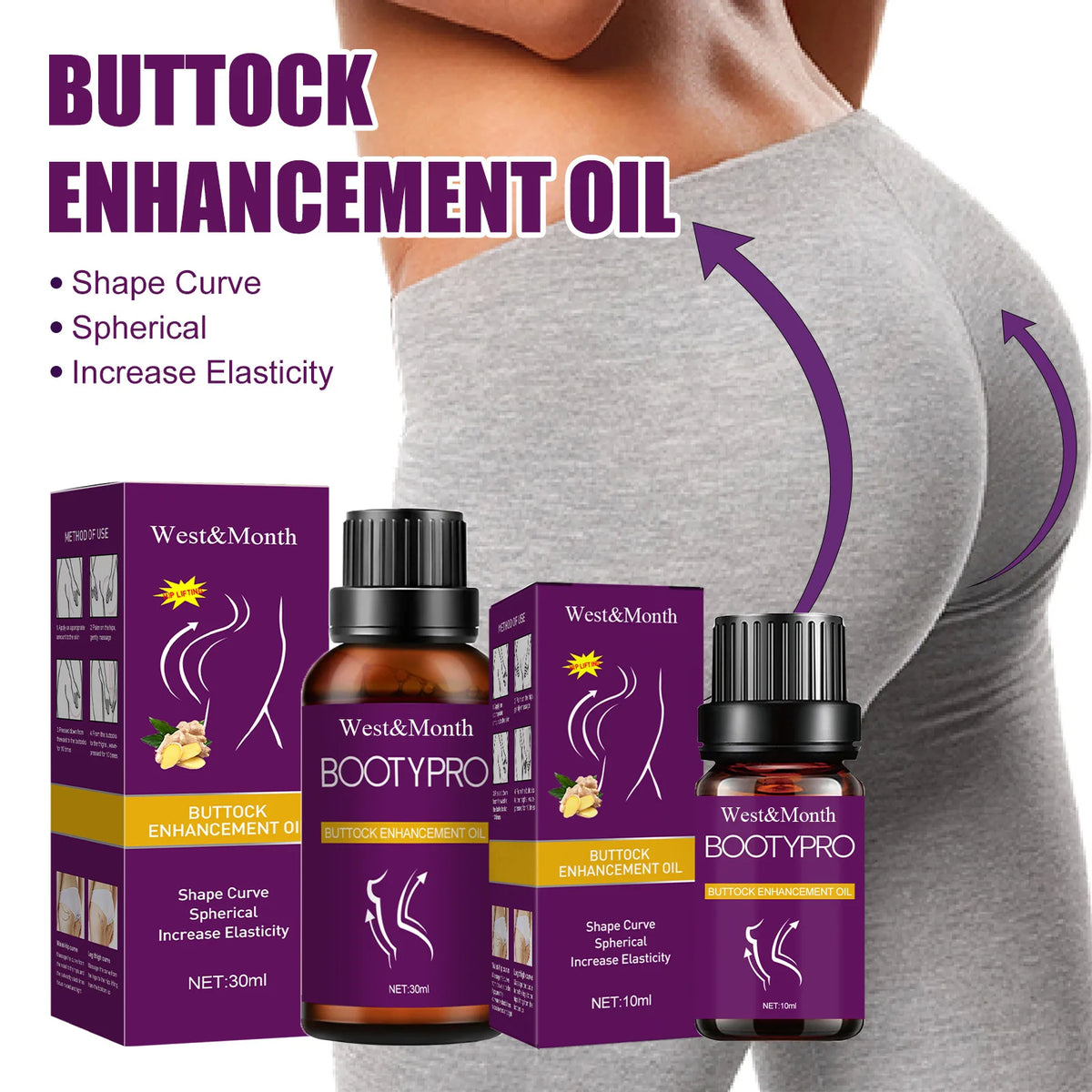 Hip Lifting Firming Massage Oil – Natural Plant Formula Body Massage Oil SWANS