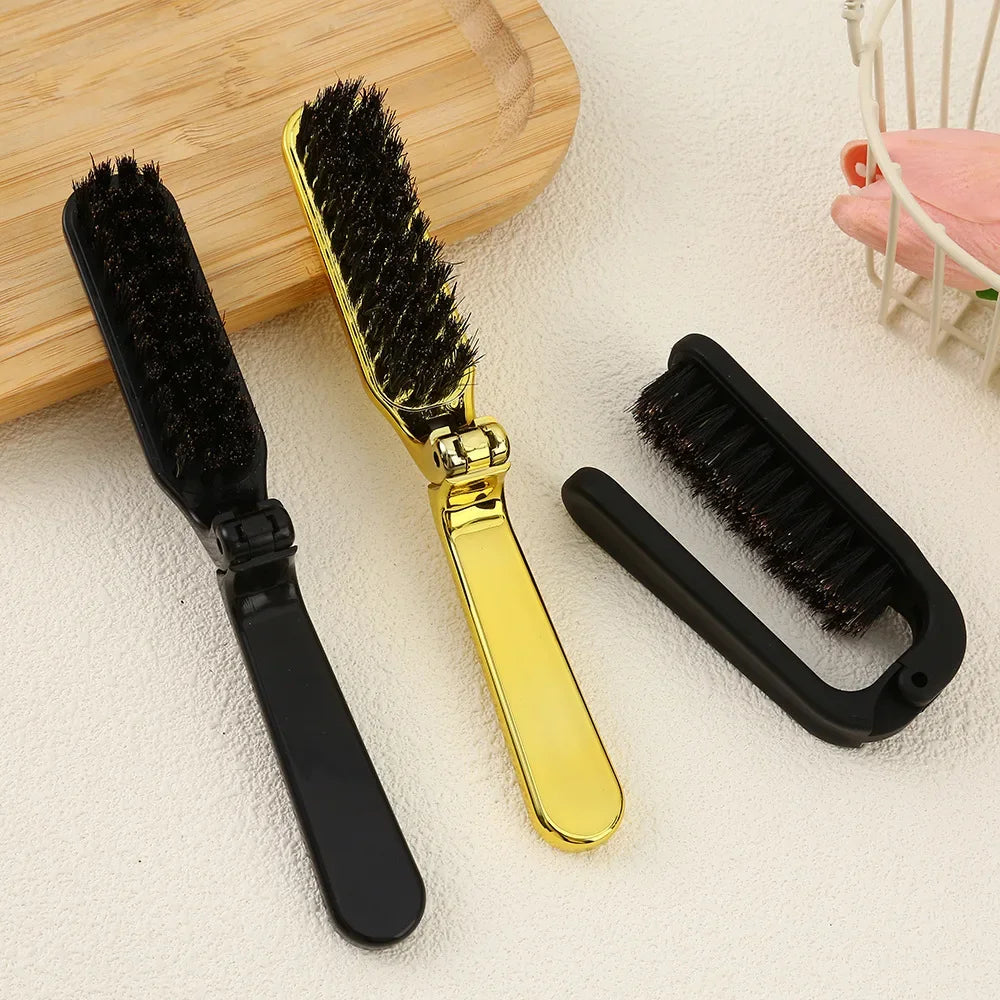 Men's Foldable Bristle Beard Brush & Wood Grooming Comb Beard Grooming Brush SWANS