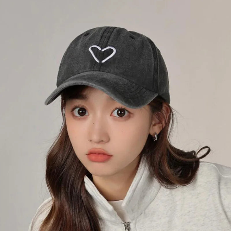 Love Embroidered Washed Denim Baseball Cap – Unisex Sun Hat Embroidered Baseball Cap SWANS