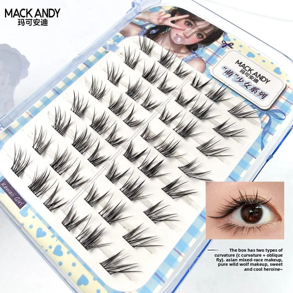 Self-Adhesive Fox Eye Cluster Lashes – No Glue Wispy Winged False Eyelashes SWANS