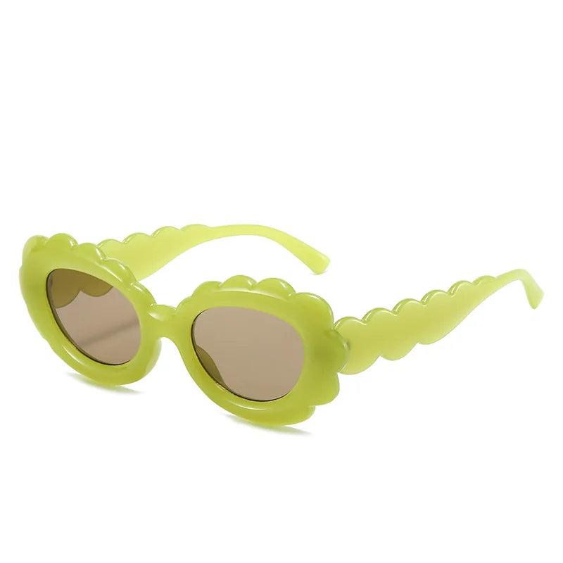 Y2K Big Frame Flower Sunglasses UV400 Punk Shades Women Fashion Sunglasses SWANS Green Tea