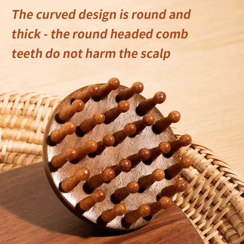 SWANS Wooden Disc Scalp Massager & Meridian Comb Scalp Massage Comb SWANS
