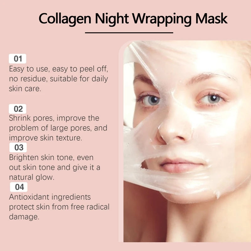 Collagen Night Wrapping Mask Set with Brush – 75ml Cream Night Face Mask SWANS