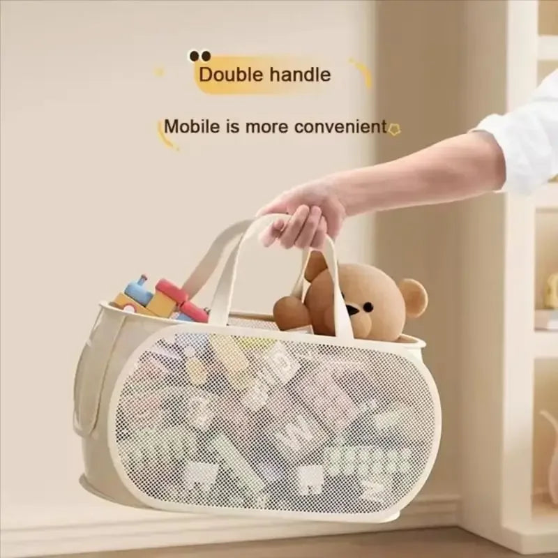 Large Foldable Mesh Kids Toy Storage Basket – Breathable Toy Storage Basket SWANS