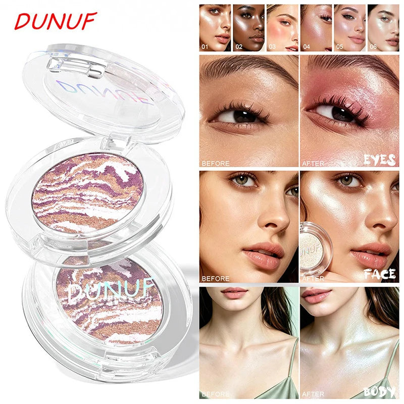 Shimmer Marble Highlighter Palette – 4-in-1 Bronzer & Eyeshadow Highlighter Palette SWANS