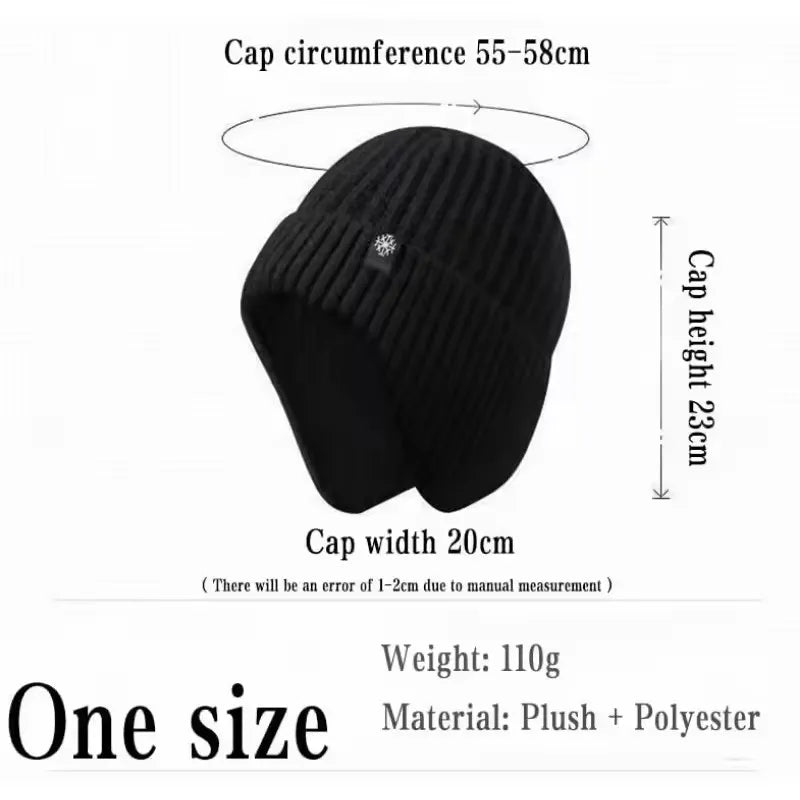 Men's Winter Knitted Hat – Faux Fur Lined Peaked Earmuff Cap Winter Knitted Hat SWANS