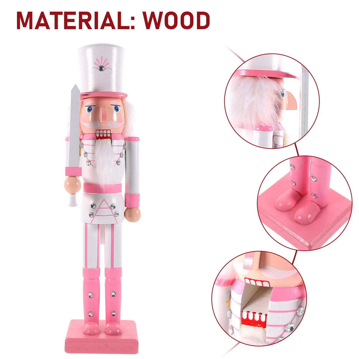 Wooden Nutcracker Soldier Christmas Desktop Ornament | ROSENICE Christmas Nutcracker Figurine SWANS