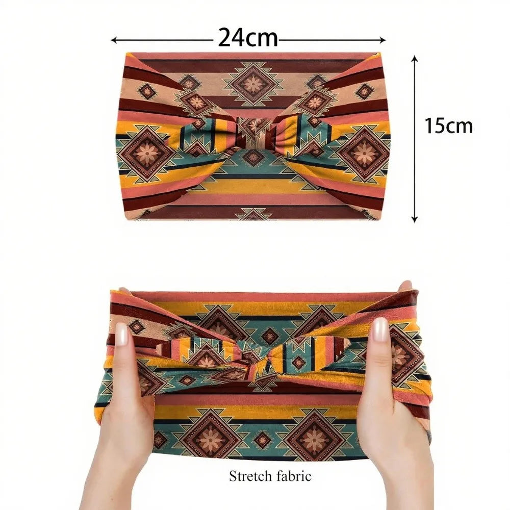 Wide Boho Knot Headband – Elastic Cotton Turban for Women Boho Knot Headband SWANS