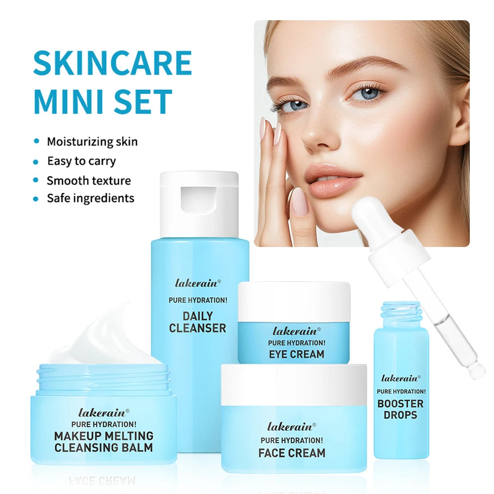 Lakerain 5-Piece Mini Skincare Travel Set – Face & Eye Cream Travel Skincare Set SWANS skincare mini set