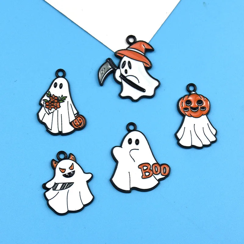Halloween Ghost Enamel Alloy Charm for DIY Jewelry & Keychains Jewelry Charm Pendant SWANS
