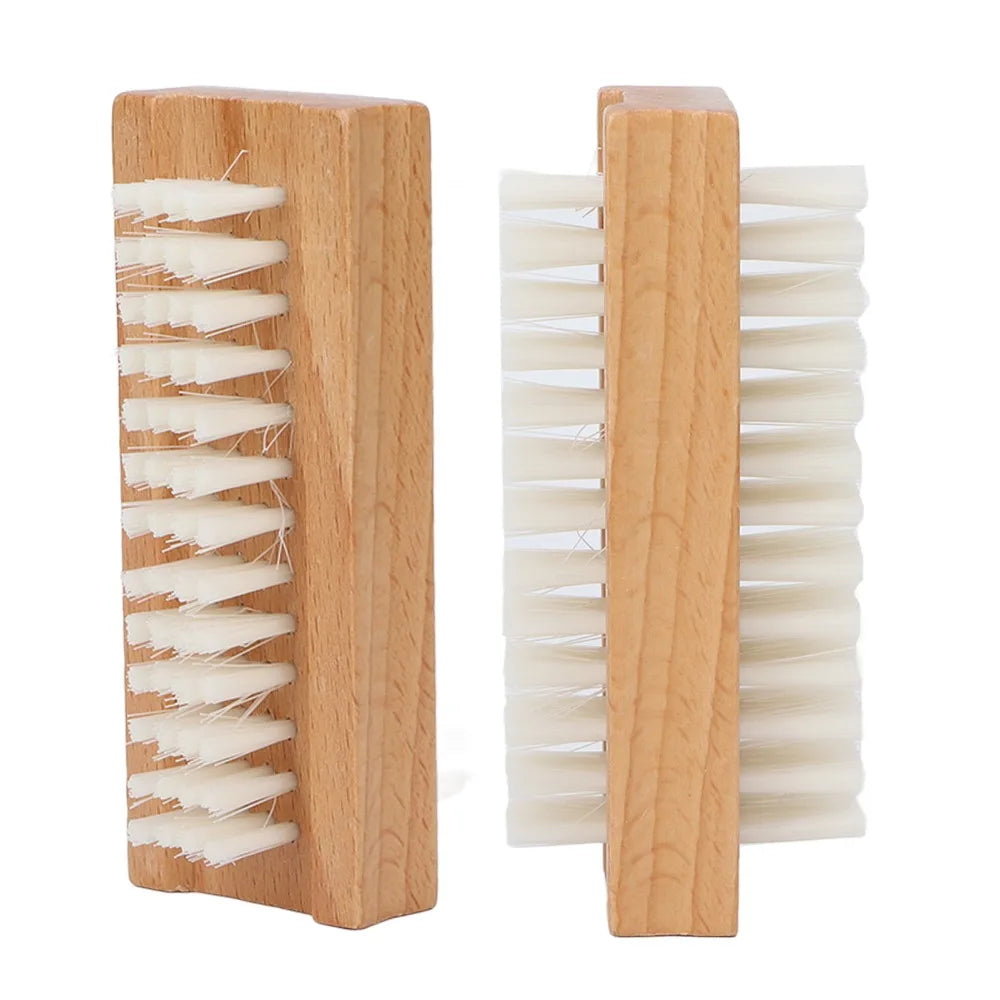 SWANS Wooden Double-Sided Nail Brush – Beech & Nylon Nail Cleaning Brush SWANS