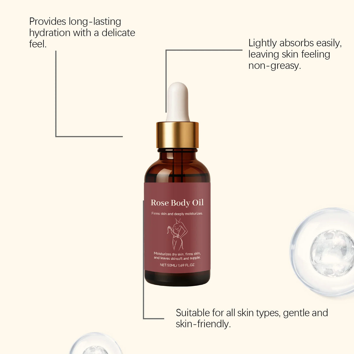 Rose Firming Body Oil – Moisturizing Skin Tightening 50ml Body Firming Oil SWANS